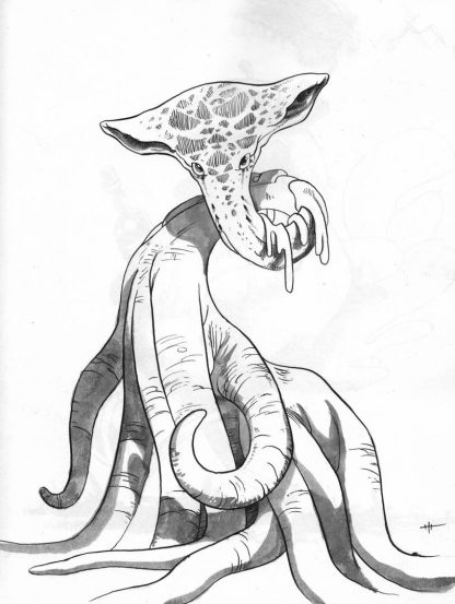 "Outer Space Octopus" Art Print. Drawing of a drooling outer space octopus. it feds on black matter and live in the space beetween universes